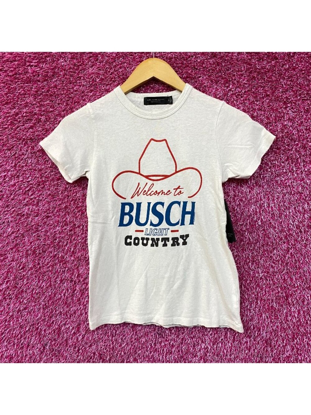 Welcome to Busch Light Country Cowboy Hat White T-Shirt XS